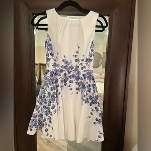 White dress with blue floral size 1/2